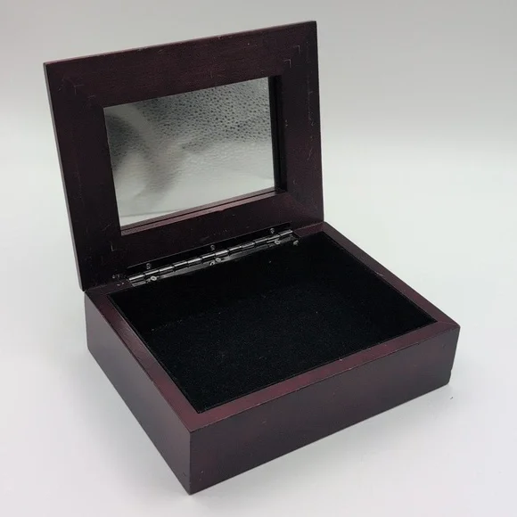 Elegant Decorative Wooden Trinket Jewelry Box with Silver Accents - Picture 3 of 10